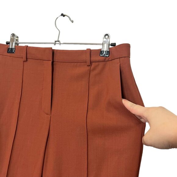Theory Hartsdale Contour Wool Trousers Rust Women’s Size 4 Cropped Career - Picture 6 of 12